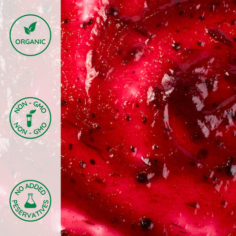 Close-up of organic strawberry fruit spread