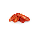 Organic sun-dried tomato halves salted on white background