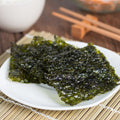Organic toasted nori seaweed sheets on a plate