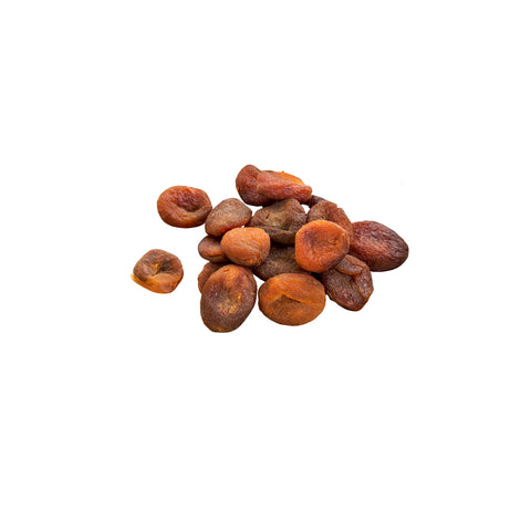 Organic turkish apricots on white background
