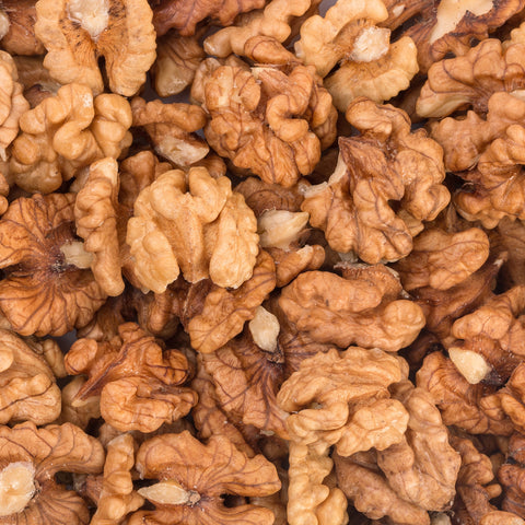 Close-up of organic walnuts that are raw and shelled