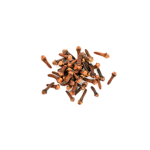 Organic whole cloves on white background