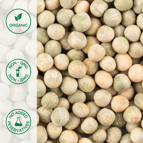 Close-up of organic whole green peas