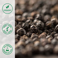 Close-up of organic black peppercorns