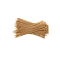 Organic whole wheat spaghetti pasta on a white background