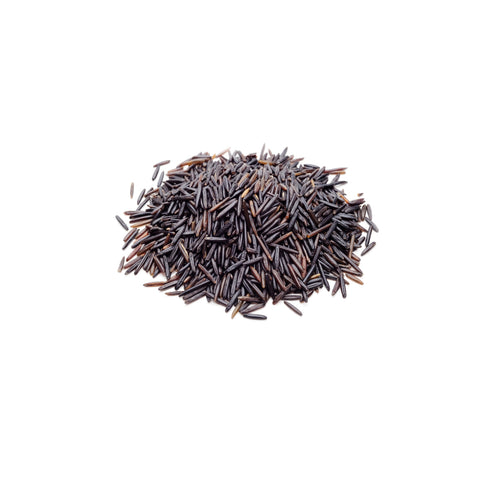 Organic Canadian wild rice on a white background