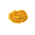 Organic yellow split peas, dry and uncooked on a white background